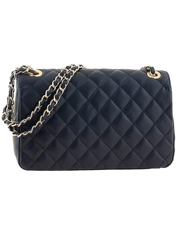 ORE10 Leder-Schultertasche "Edalea" in Dunkelblau - (B)27 x (H)18 x (T)12 cm