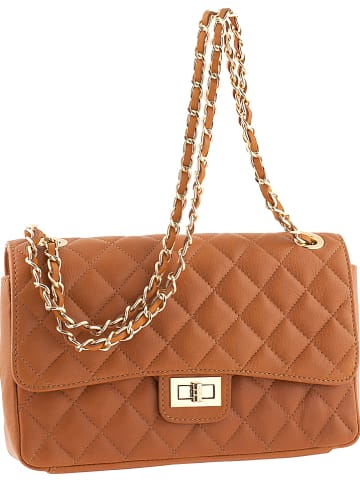 ORE10 Skórzana torebka "Edalea" w kolorze jasnobrązowym - 27 x 18 x 12 cm