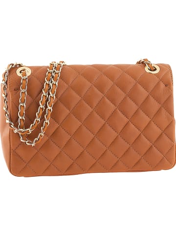 ORE10 Leder-Schultertasche "Edalea" in Hellbraun - (B)27 x (H)18 x (T)12 cm