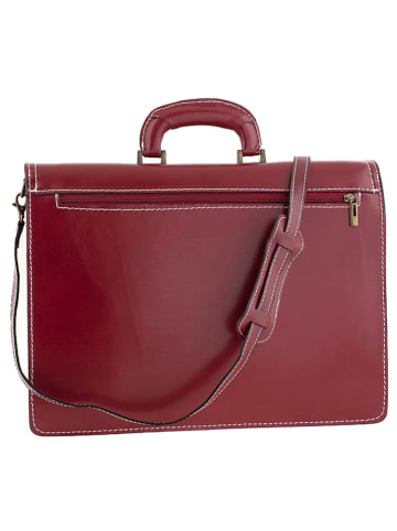 ORE10 Skórzana aktówka "Napoli" w kolorze bordowym - 41 x 31 x 18 cm