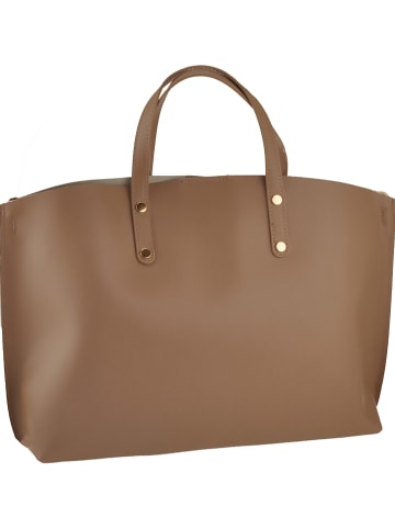 ORE10 Leder-Henkeltasche "Avocetta" in Taupe - (B)48 x (H)30 x (T)12 cm