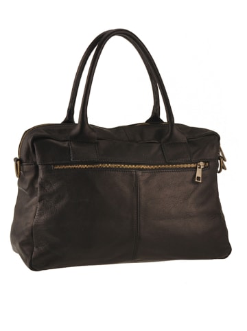 ORE10 Leder-Henkeltasche "Starna" in Schwarz - (B)34 x (H)26 x (T)14 cm