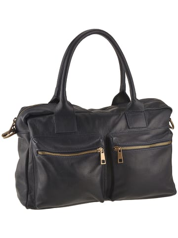 ORE10 Leder-Henkeltasche "Starna" in Dunkelblau - (B)34 x (H)26 x (T)14 cm