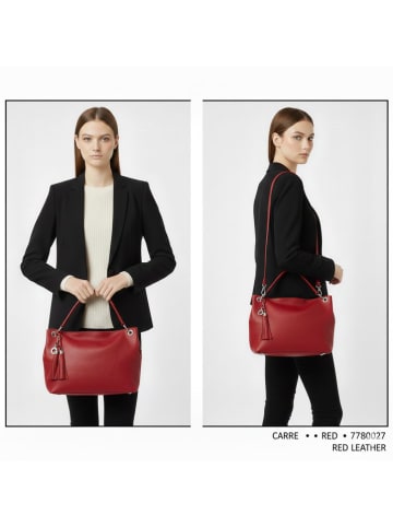 ORE10 Leder-Henkeltasche "Carre" in Rot - (B)45 x (H)30 x (T)14 cm