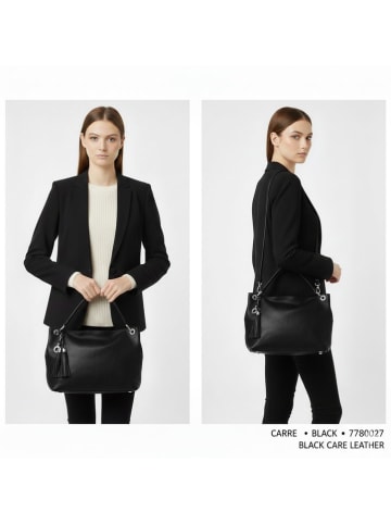 ORE10 Leder-Henkeltasche "Carre" in Schwarz - (B)45 x (H)30 x (T)14 cm