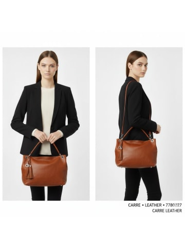 ORE10 Skórzany shopper bag "Carre" w kolorze jasnobrązowym - 45 x 30 x 14 cm