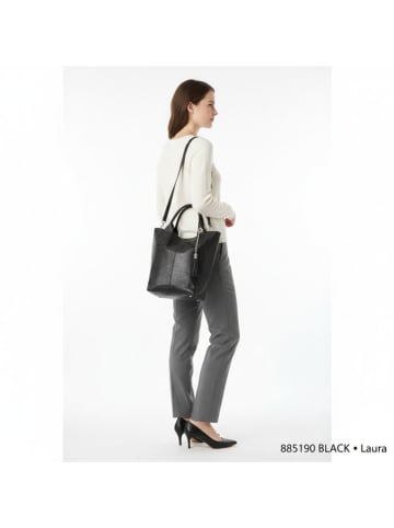 ORE10 Leren shopper "Laura" zwart - (B)38 x (H)41 x (D)20 cm