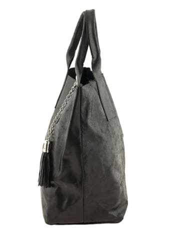 ORE10 Leren shopper "Laura" zwart - (B)38 x (H)41 x (D)20 cm