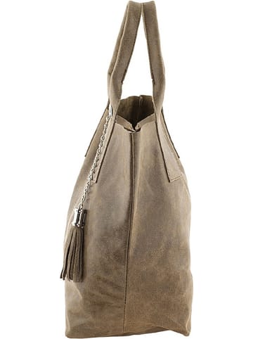 ORE10 Leren shopper "Laura" taupe - (B)38 x (H)41 x (D)20 cm