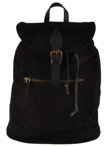 ORE10 Leder-Rucksack "Chiny" in Schwarz - (B)38 x (H)40 x (T)17 cm