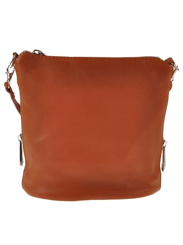 ORE10 Leder-Umhängetasche "Ambly" in Cognac - (B)20 x (H)19 x (T)10 cm