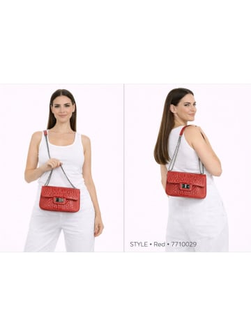 ORE10 Leder-Umhängetasche in Rot - (B)20 x (H)11 x (T)6,5 cm