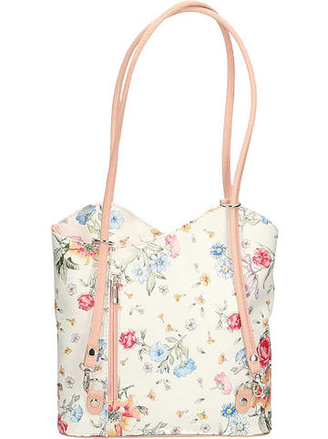 ORE10 Leder-Schultertasche in Weiß/ Rosa - (B)27 x (H)30 x (T)9 cm