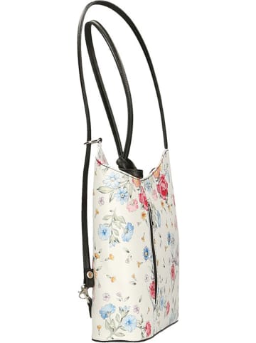 ORE10 Leder-Schultertasche in Weiß/ Schwarz - (B)27 x (H)30 x (T)9 cm