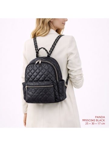 ORE10 Leren rugzak "Panda" zwart - (B)25 x (H)30 x (D)17 cm