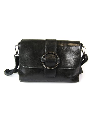 ORE10 Leren schoudertas "Vodo" zwart - (B)21 x (H)16 x (D)7 cm