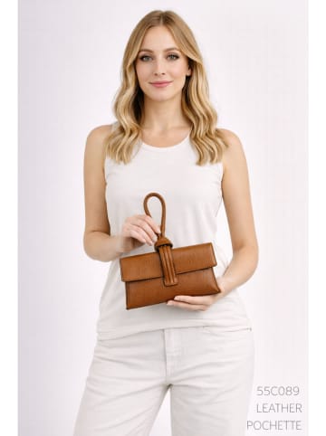 ORE10 Skórzana torebka w kolorze jasnobrązowym - 23 x 13 x 6 cm