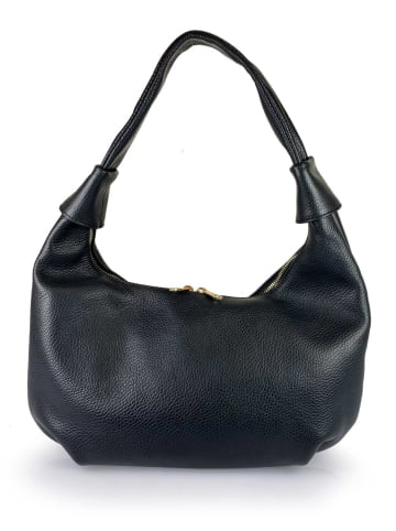 ORE10 Leren schoudertas "Brasi" zwart - (B)38 x (H)21 x (D)4 cm