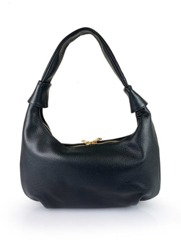 ORE10 Leder-Schultertasche "Brasi" in Schwarz - (B)38 x (H)21 x (T)4 cm