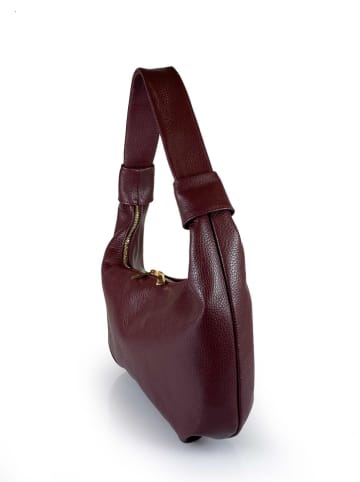 ORE10 Leder-Schultertasche "Brasi" in Bordeaux - (B)38 x (H)21 x (T)4 cm
