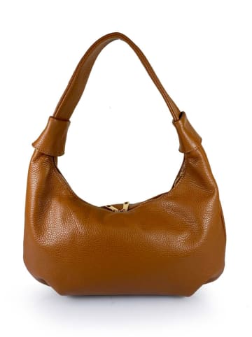 ORE10 Leder-Schultertasche "Brasi" in Hellbraun - (B)38 x (H)21 x (T)4 cm