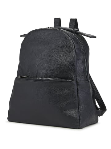 ORE10 Leder-Rucksack "Livia" in Schwarz - (B)28 x (H)33 x (T)14 cm