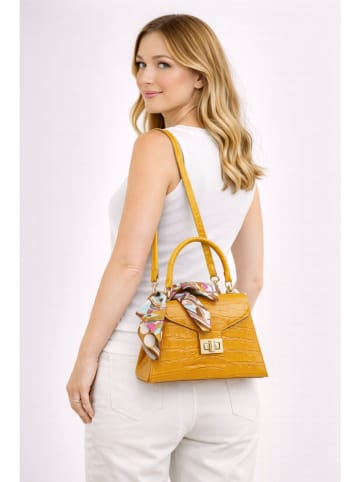 ORE10 Skórzana torebka "Sonos" w kolorze pomarańczowym - 28 x 21 x 10 cm