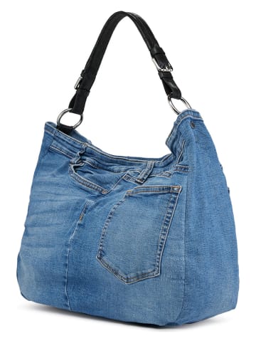 ORE10 Handtas "Mams" blauw/zwart - (B)33 x (H)28 x (D)14 cm