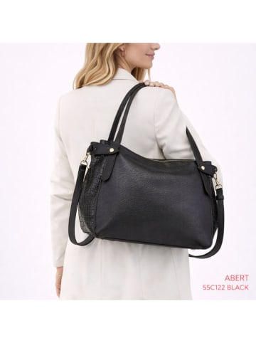 ORE10 Leren handtas "Abert" zwart - (B)38 x (H)28 x (D)16 cm