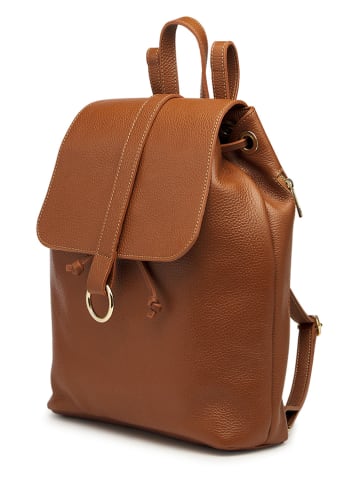 ORE10 Leren rugzak "Bosar" lichtbruin - (B)33 x (H)36 x (D)11 cm