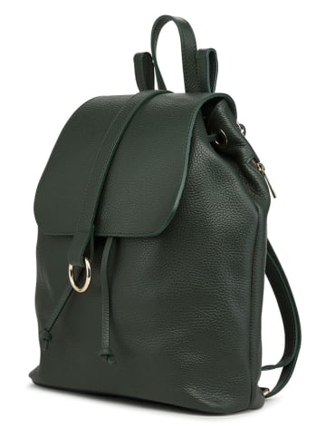 ORE10 Leder-Rucksack "Bosar" in Dunkelgrün - (B)33 x (H)36 x (T)11 cm