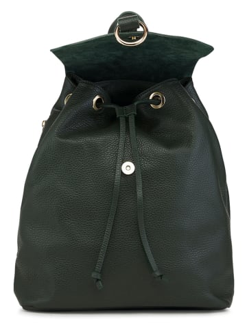 ORE10 Leder-Rucksack "Bosar" in Dunkelgrün - (B)33 x (H)36 x (T)11 cm