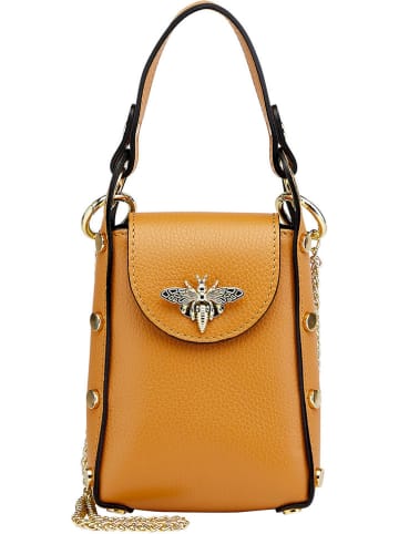 ORE10 Skórzana torebka "Ator" w kolorze jasnobrązowym na telefon - 14 x 20 x 7 cm