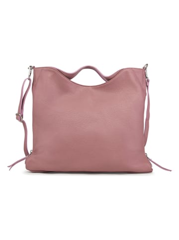 ORE10 Skórzana torebka "Molin" w kolorze szaroróżowym - 39 x 33 x 13 cm