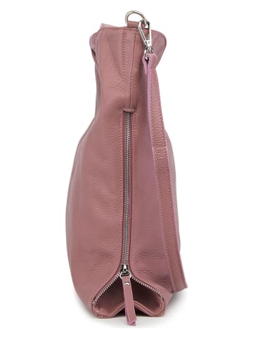 ORE10 Skórzana torebka "Molin" w kolorze szaroróżowym - 39 x 33 x 13 cm