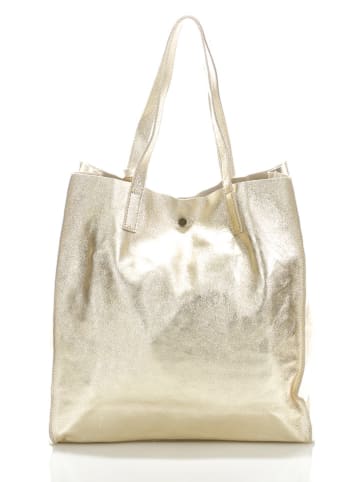 ORE10 Leren schoudertas "Aram" goudkleurig - (B)34 x (H)28 x (D)12 cm