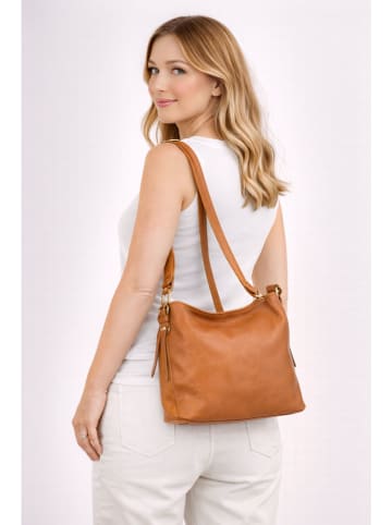 ORE10 Skórzana torebka "Roers" w kolorze jasnobrązowym - 34 x 24 x 12 cm