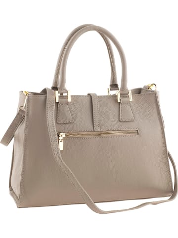 ORE10 Leder-Henkeltasche "Mida" in Beige - (B)35 x (H)25 x (T)11 cm