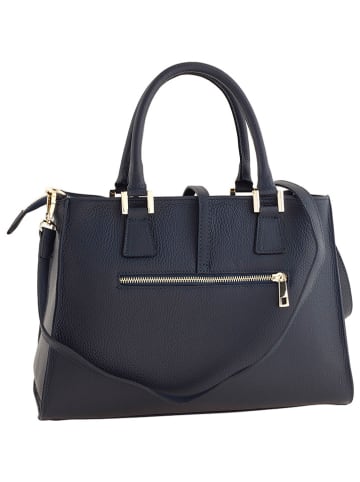ORE10 Leder-Henkeltasche "Mida" in Dunkelblau - (B)35 x (H)25 x (T)11 cm