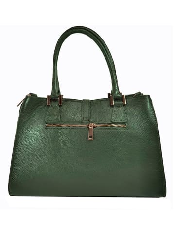 ORE10 Skórzana torebka "Mida" w kolorze zielonym - 35 x 25 x 11 cm