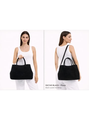 ORE10 Skórzany shopper bag "Plaso" w kolorze czarnym - 41 x 28 x 7 cm