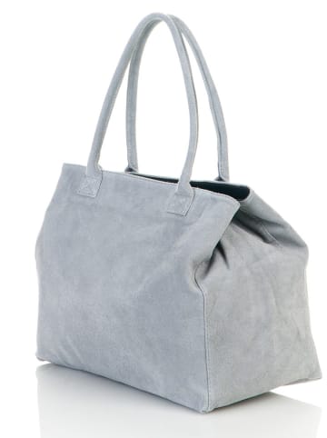 ORE10 Skórzany shopper bag "Plaso" w kolorze jasnoszarym - 41 x 28 x 7 cm