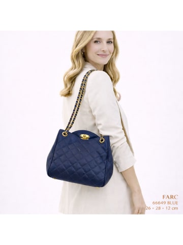 ORE10 Leder-Schultertasche "Farc" in Dunkelblau - (B)28 x (H)26 x (T)12 cm