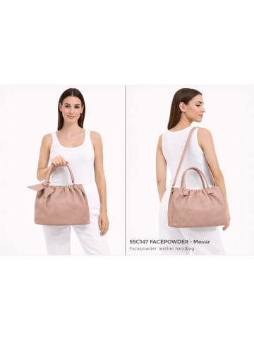 ORE10 Leder-Umhängetasche "Movar" in Rosa - (B)26 x (H)18 x (T)5 cm