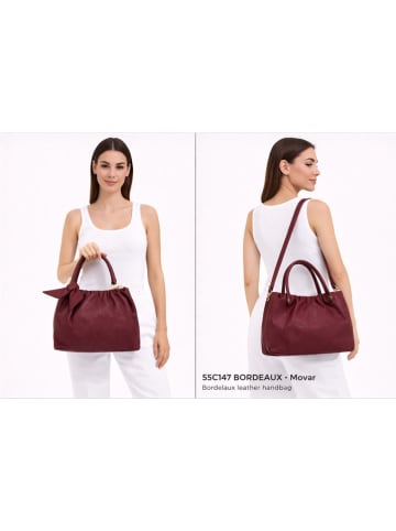 ORE10 Skórzana torebka "Movar" w kolorze bordowym - 26 x 18 x 5 cm