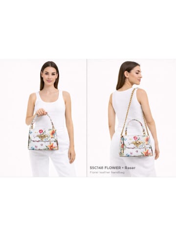 ORE10 Leder-Henkeltasche "Liman" in Creme - (B)22 x (H)22 x (T)12 cm