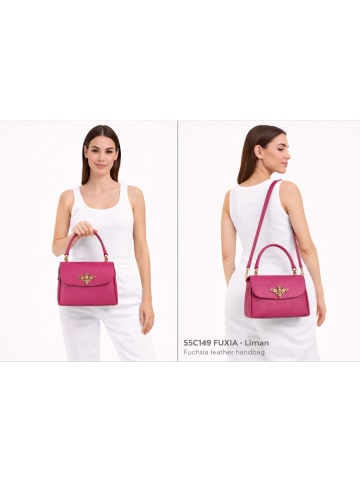 ORE10 Skórzana torebka "Liman" w kolorze różowym - 22 x 22 x 12 cm