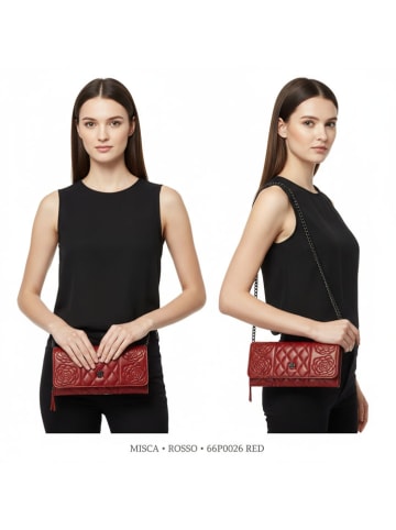 ORE10 Skórzana torebka "Misca" w kolorze czerwonym - 25 x 13 x 3 cm