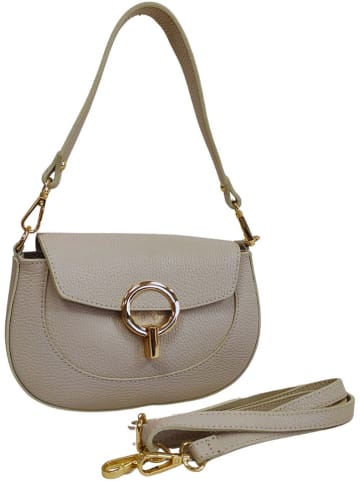 ORE10 Skórzana torebka w kolorze beżowym - 15 x 24 x 5 cm