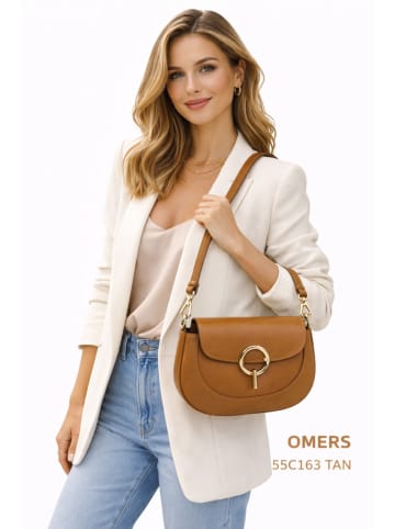 ORE10 Skórzana torebka w kolorze jasnobrązowym - 15 x 24 x 5 cm